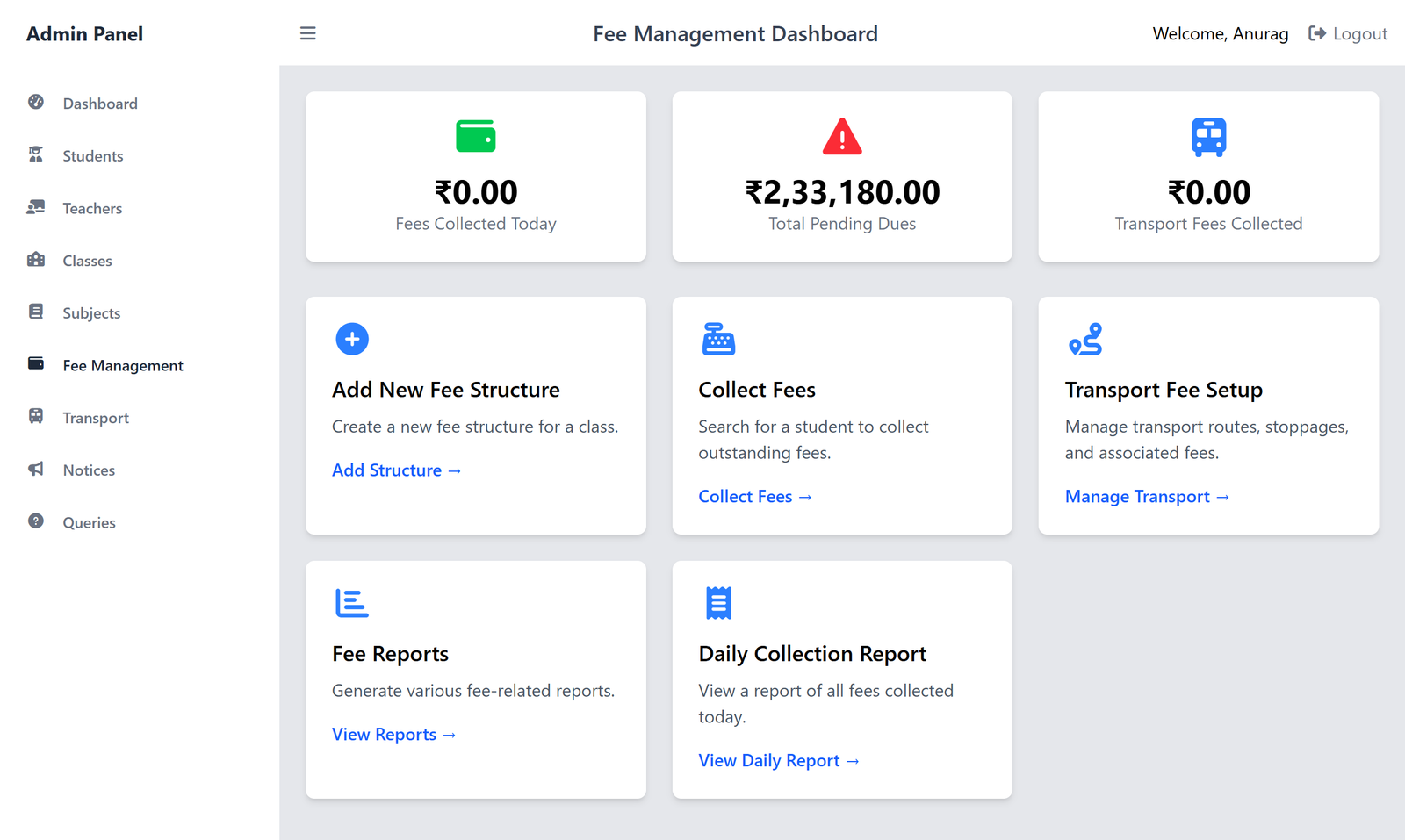 Fees Dashboard